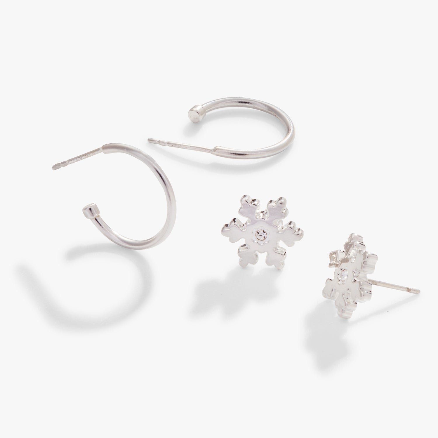 Crystal Snowflake Earrings, Set of 2