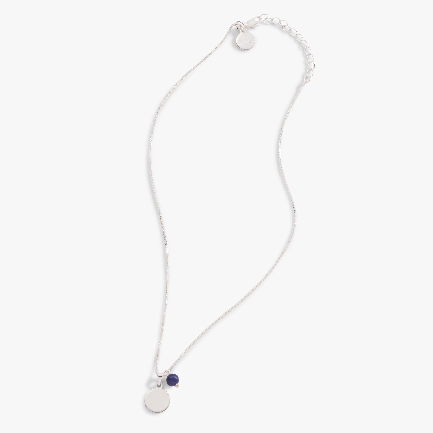 Engravable Circle Charm + Sodalite Bead Necklace