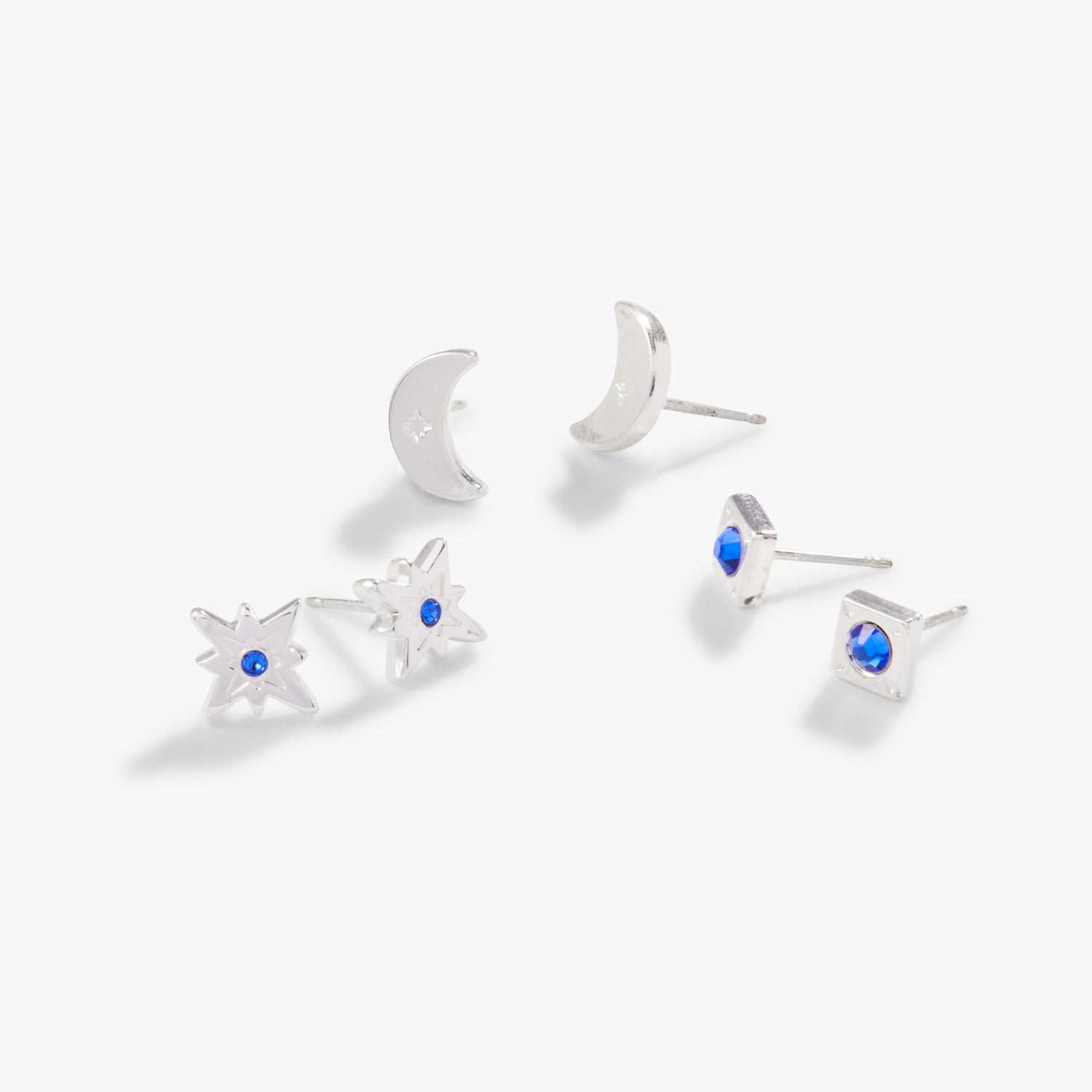 Moon + North Star Stud Earrings, Set of 3